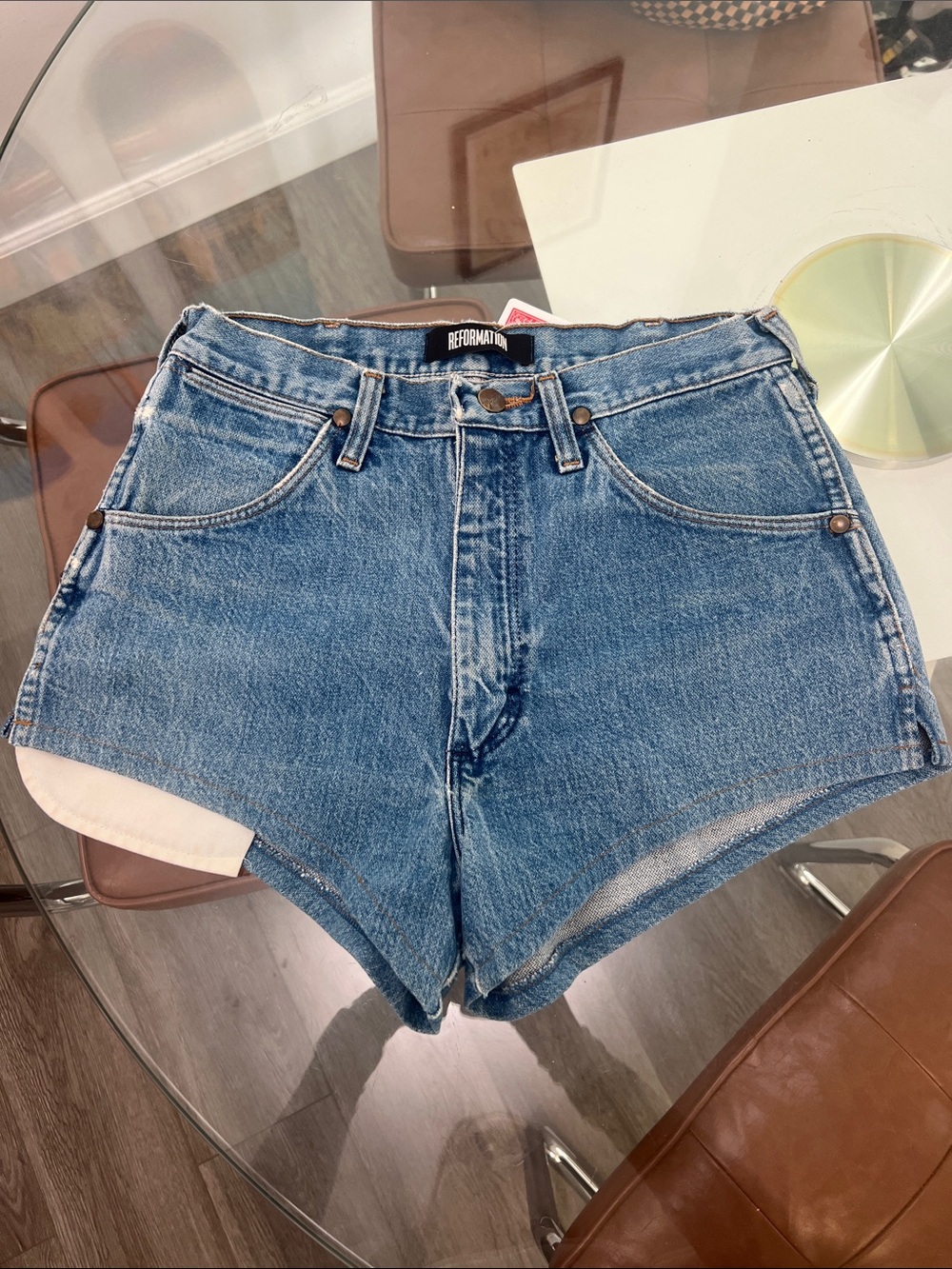 Reformation Vintage Blue High-Rise Denim Cutoff Shorts